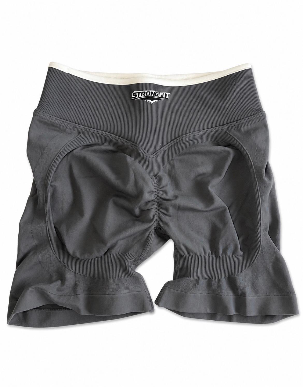 Short Deportivo Push Up Gris con Líneas Blancas