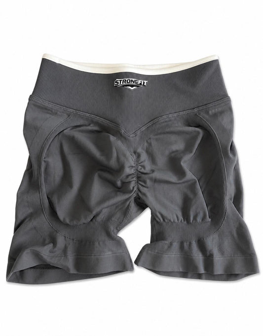 Short Deportivo Push Up Gris con Líneas Blancas