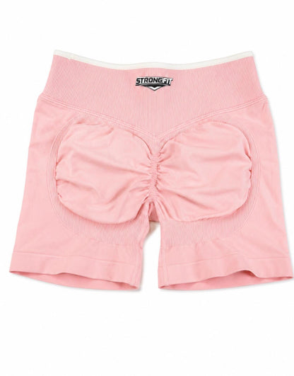 Short Deportivo Push Up Color Salmón con Líneas Blancas