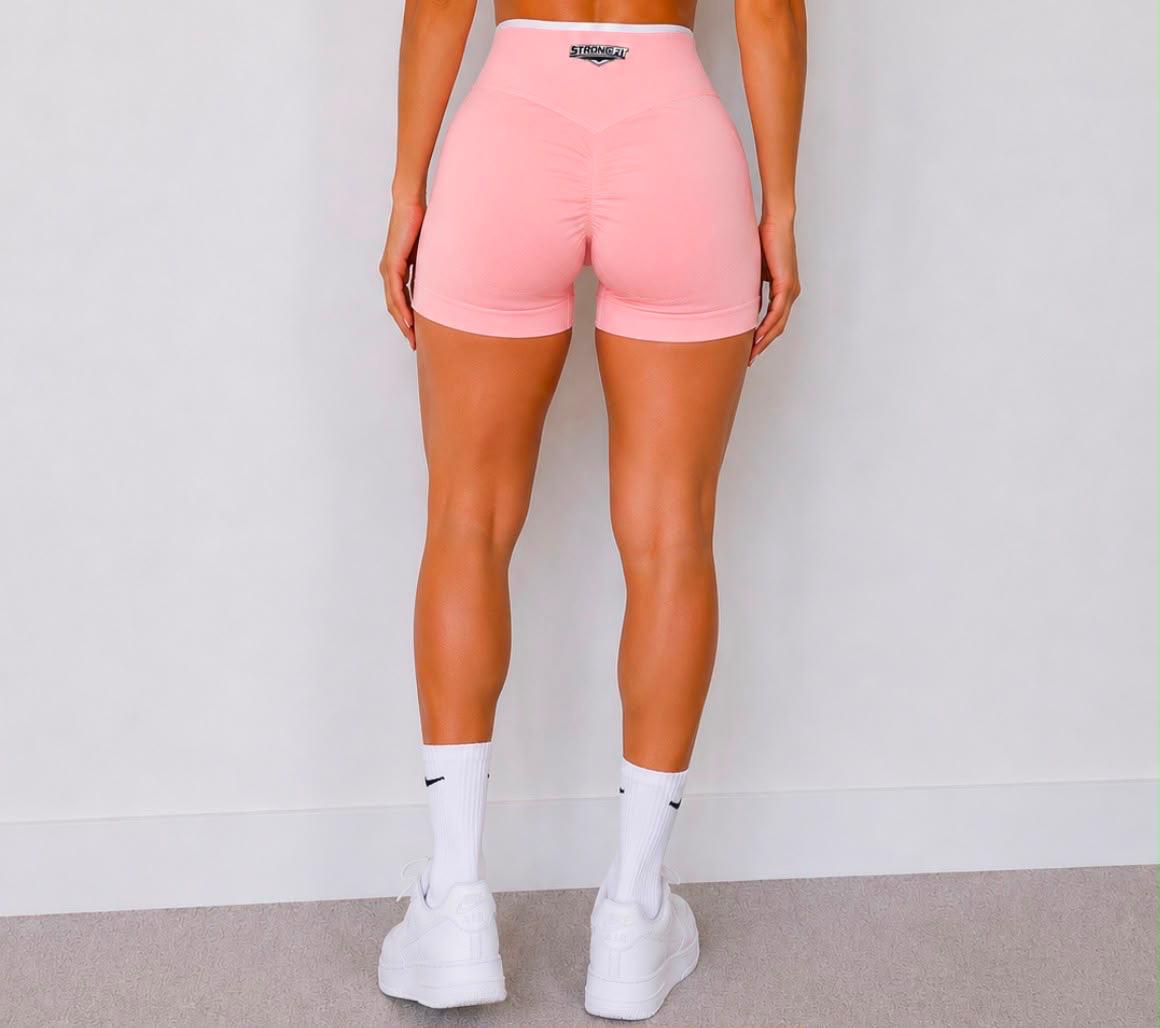 Short Deportivo Push Up Color Salmón con Líneas Blancas