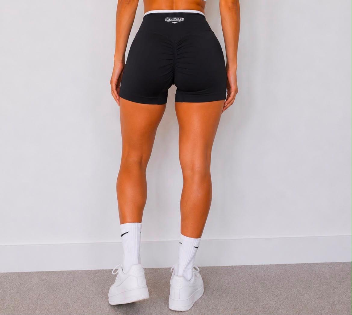 Short Deportivo Push Up Negro con Líneas Blancas