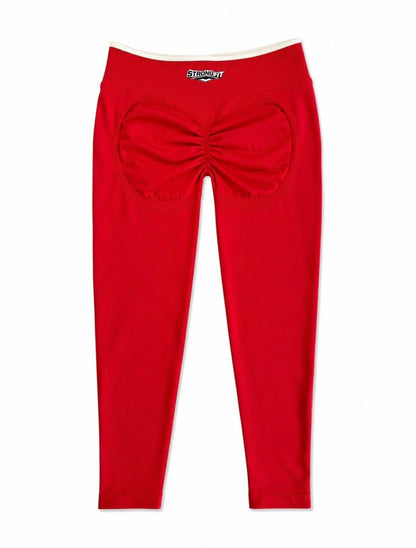 Leggings tobillero high rise Comfortlux rojas con líneas blancas