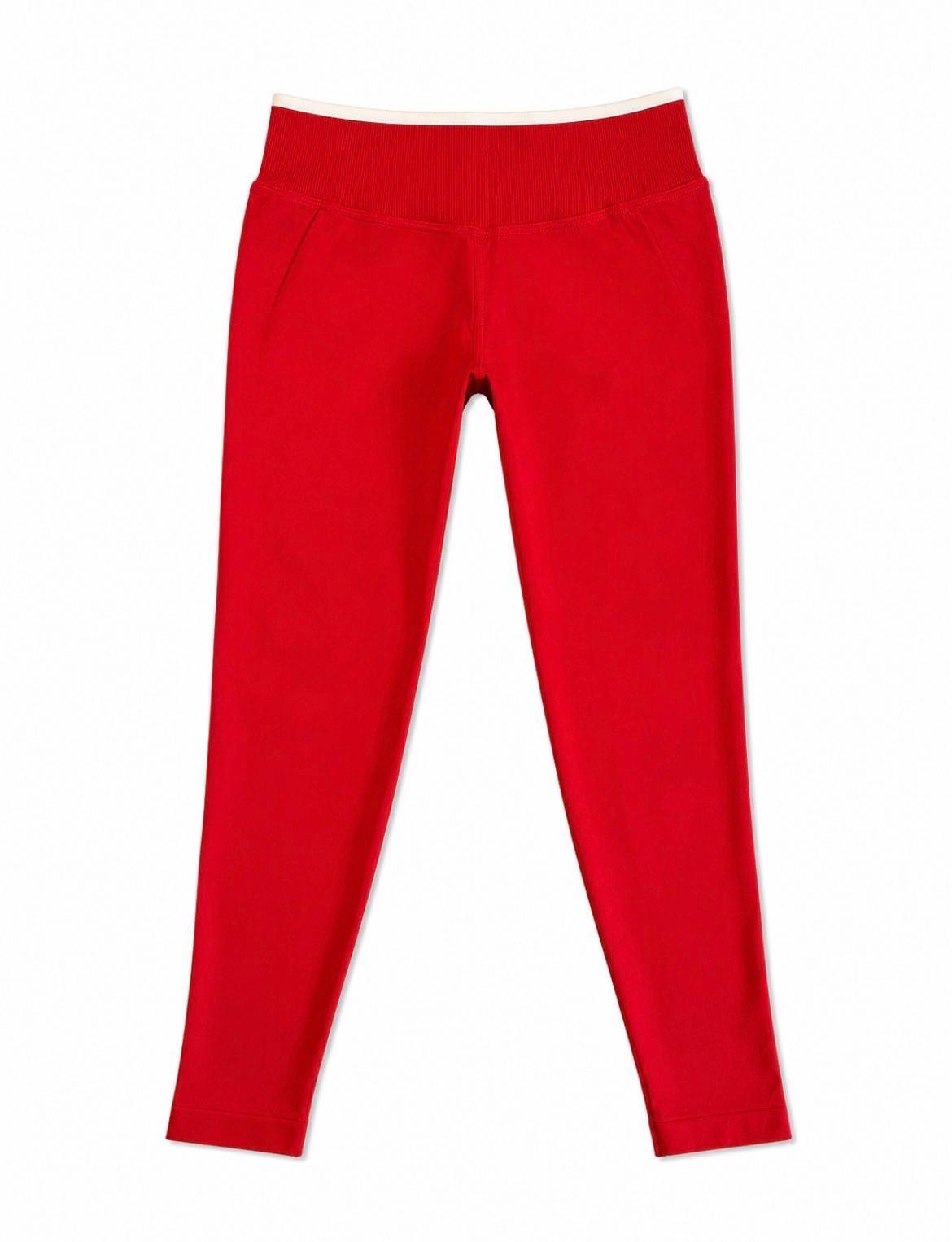 Leggings tobillero high rise Comfortlux rojas con líneas blancas